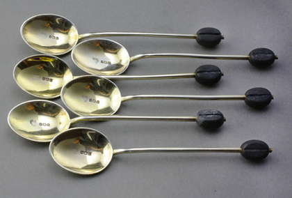 Chinoiserie Silver & Enamel Mocha Spoons (Set of 6)